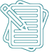 An icon depicting a pencil laid on top of two pieces of paper, a symbol for official government reporting.
