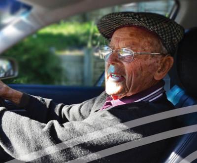 Older man in car